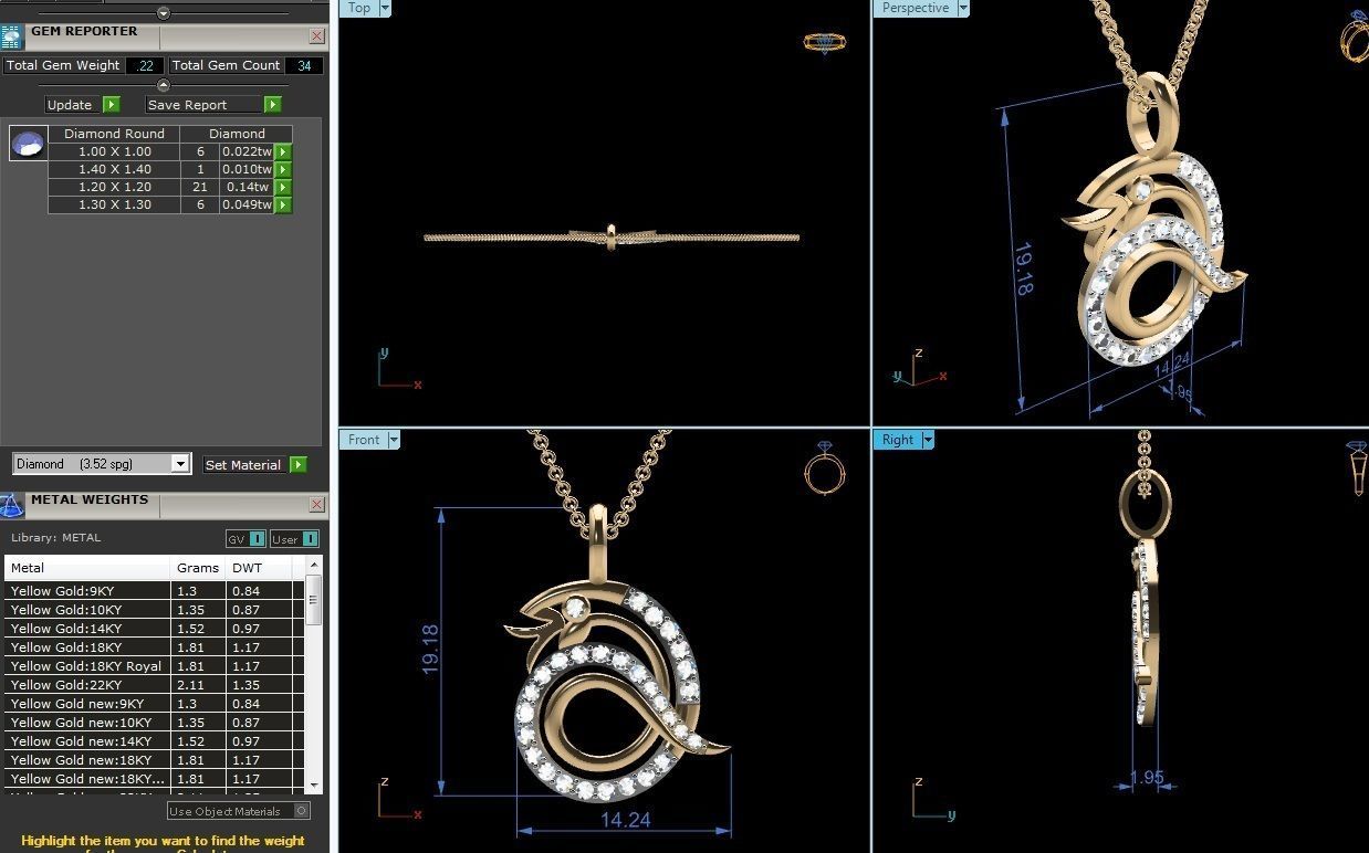 Snake pendant 3dm render detail 3D print model_1