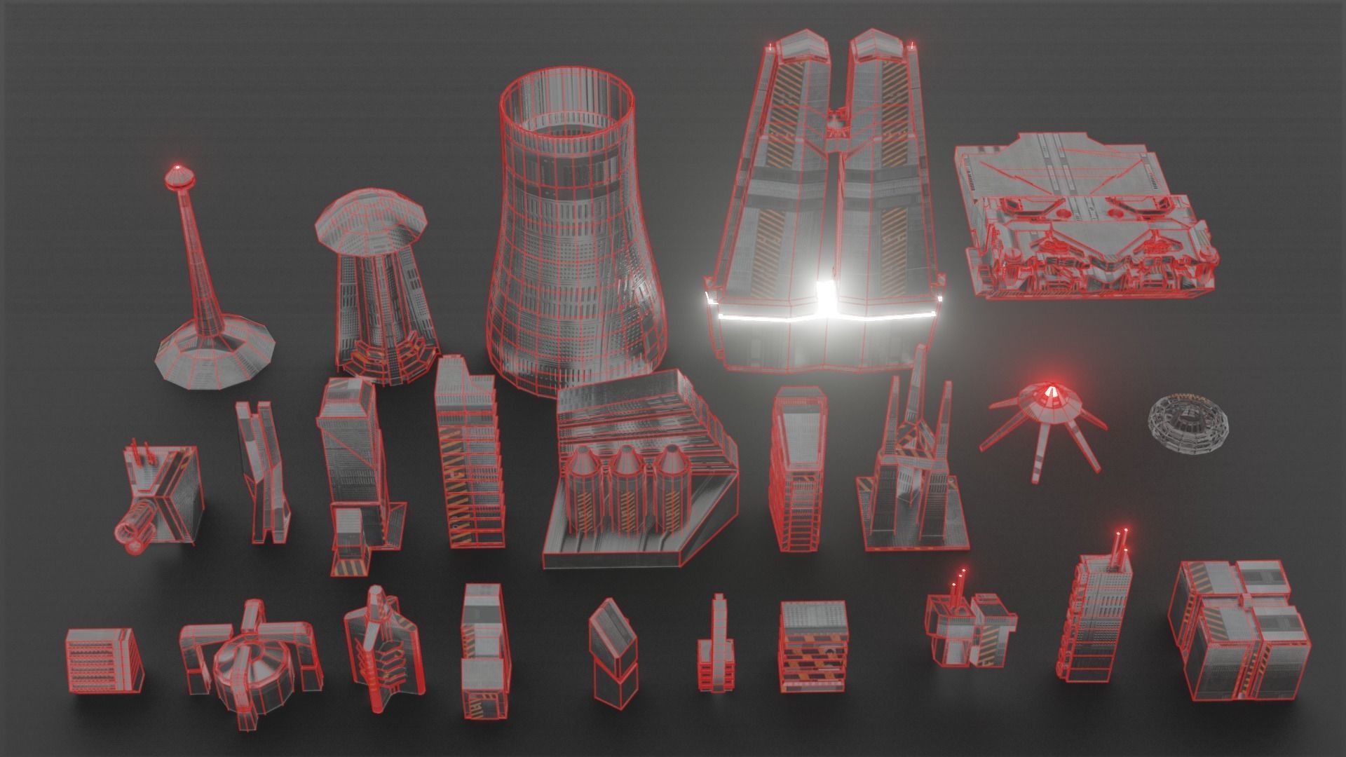 CYBERPUNK BUILDING KIT PACK Free low-poly 3D model_1