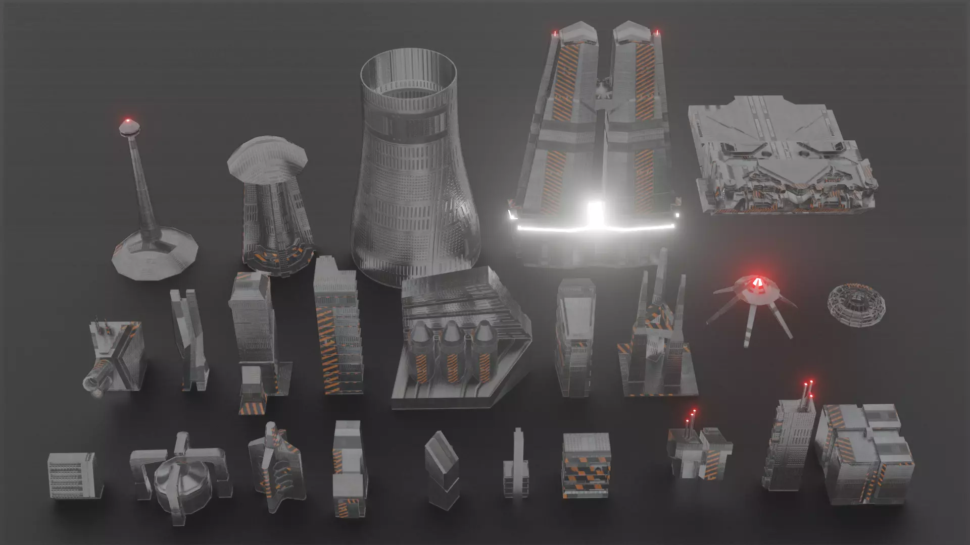 CYBERPUNK BUILDING KIT PACK Free low-poly 3D model_0