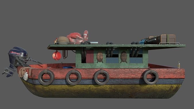 Stylized Fisherman Boat Low-poly 3D model