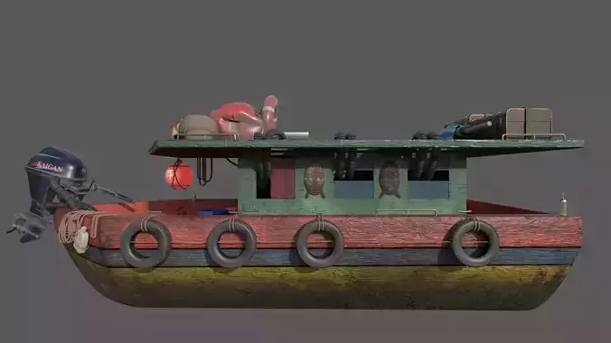 Stylized Fisherman Boat Low-poly 3D model