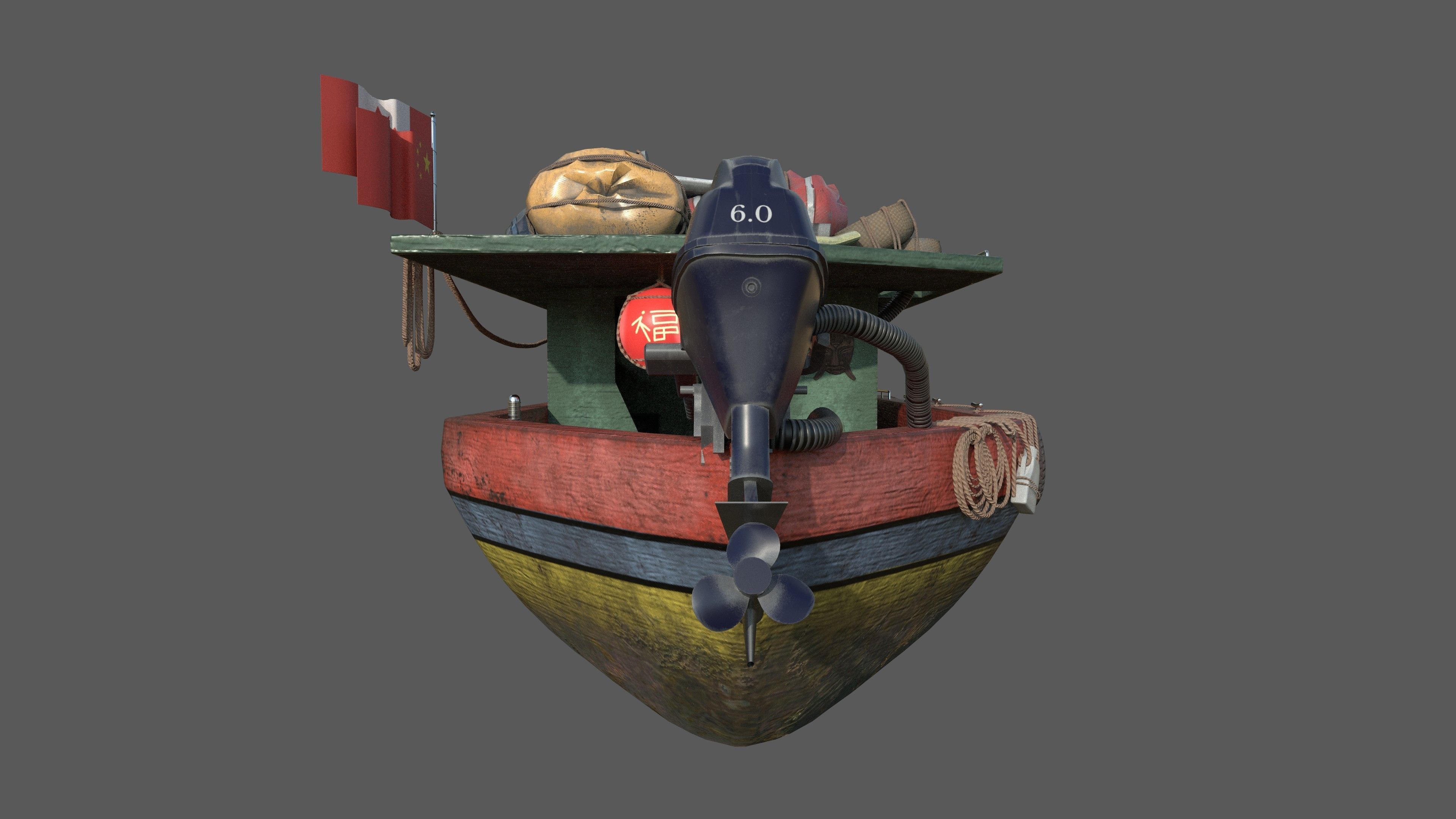 Stylized Fisherman Boat Low-poly 3D model_2