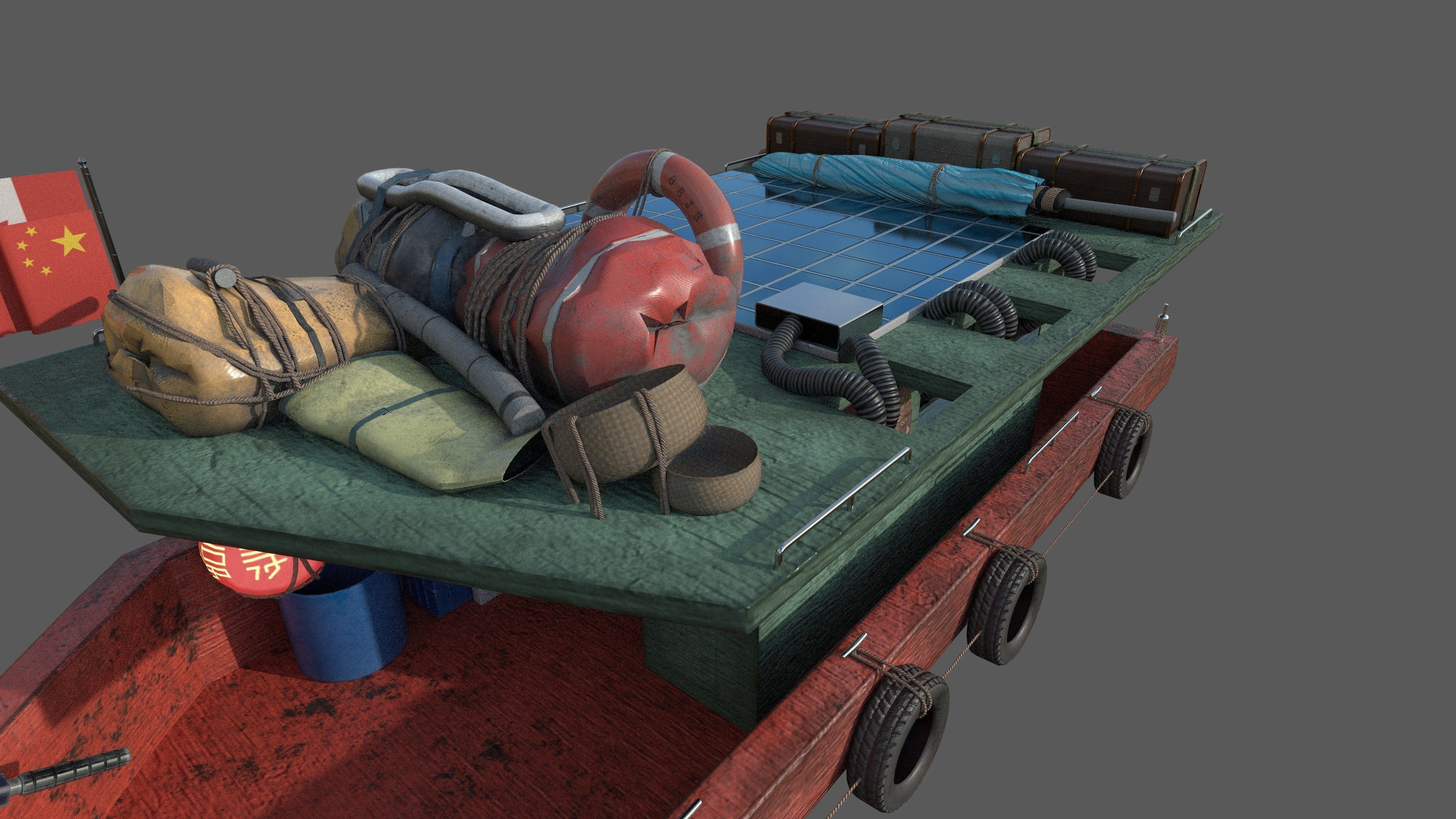 Stylized Fisherman Boat Low-poly 3D model_5