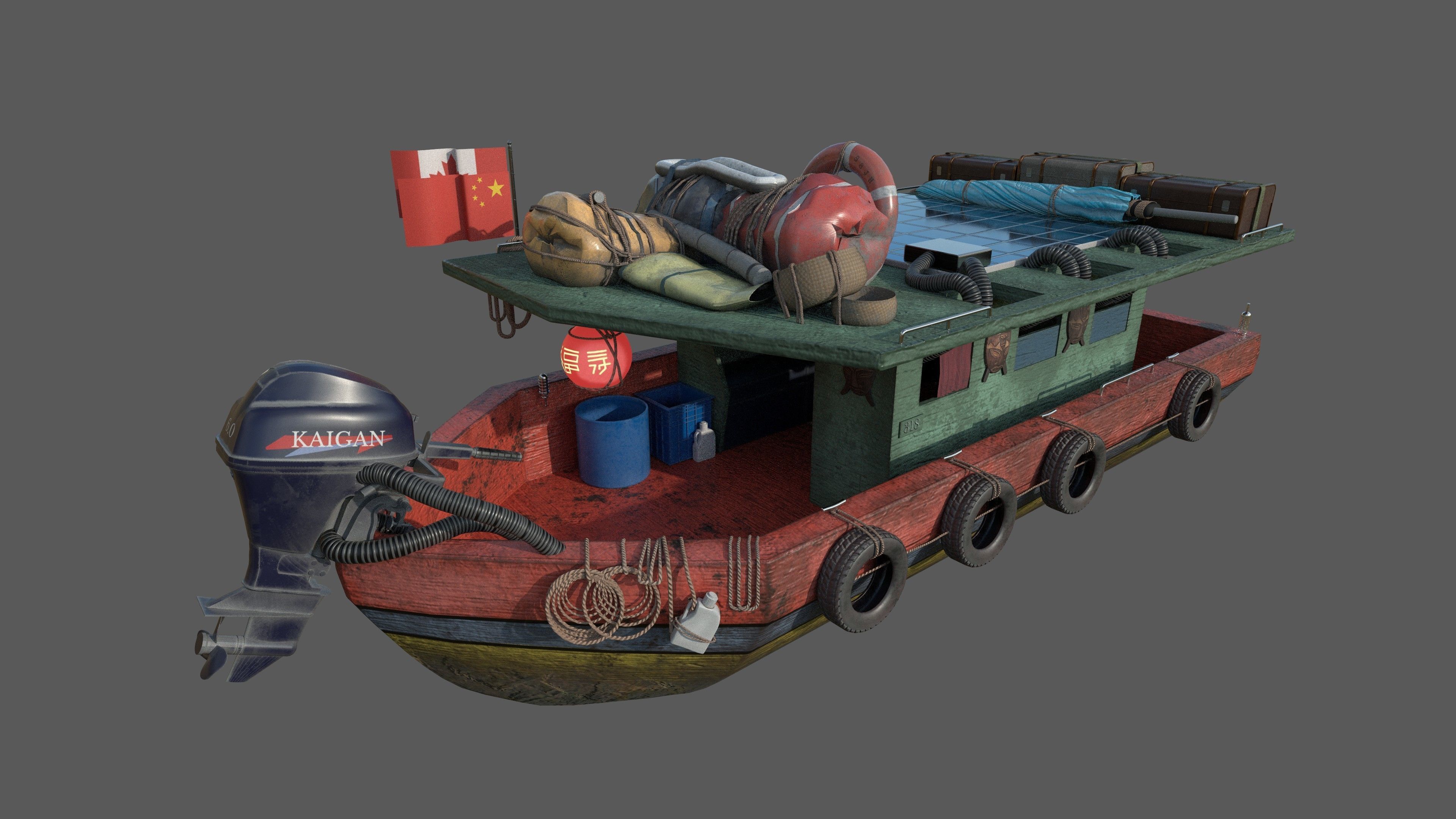 Stylized Fisherman Boat Low-poly 3D model_1