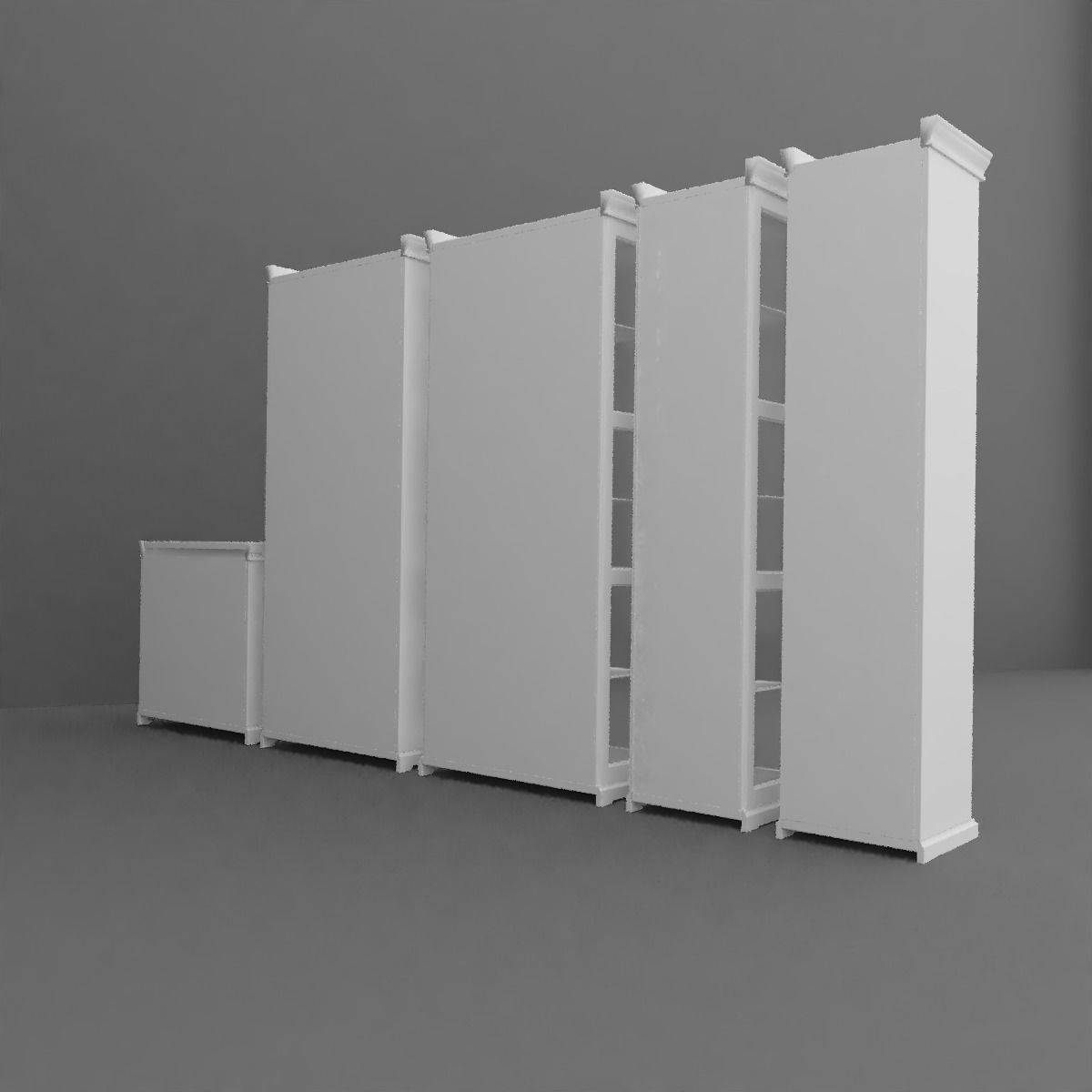 Cupboard Set bookcases 3D model_3