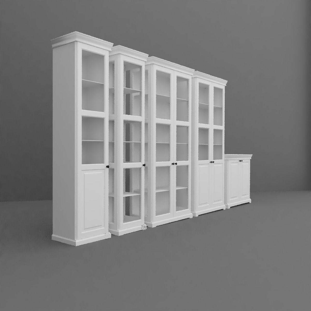 Cupboard Set bookcases 3D model_1