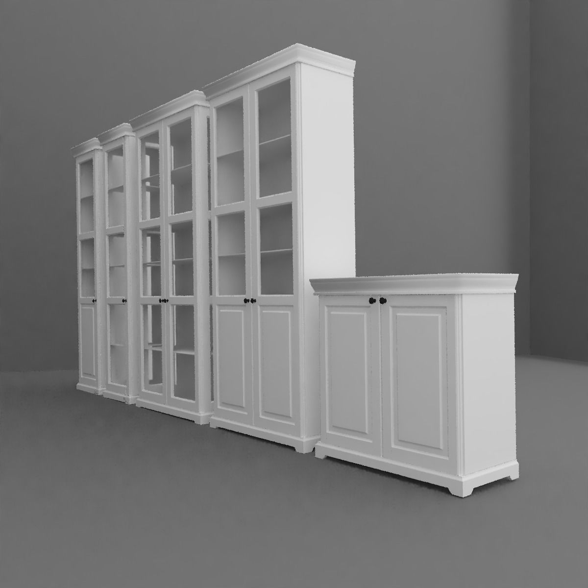 Cupboard Set bookcases 3D model_6