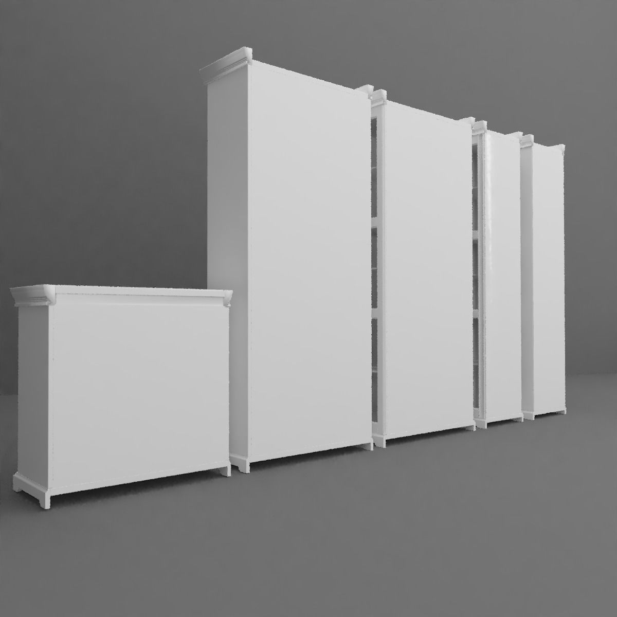Cupboard Set bookcases 3D model_4