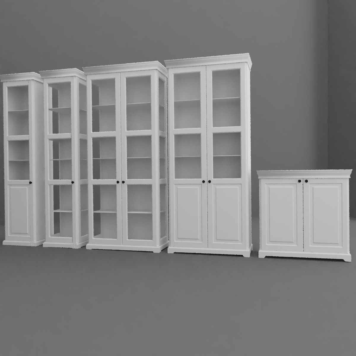 Cupboard Set bookcases 3D model_7