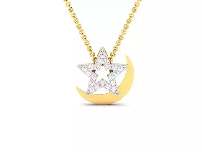 Star and moon pendant 3dm render detail 3D print model
