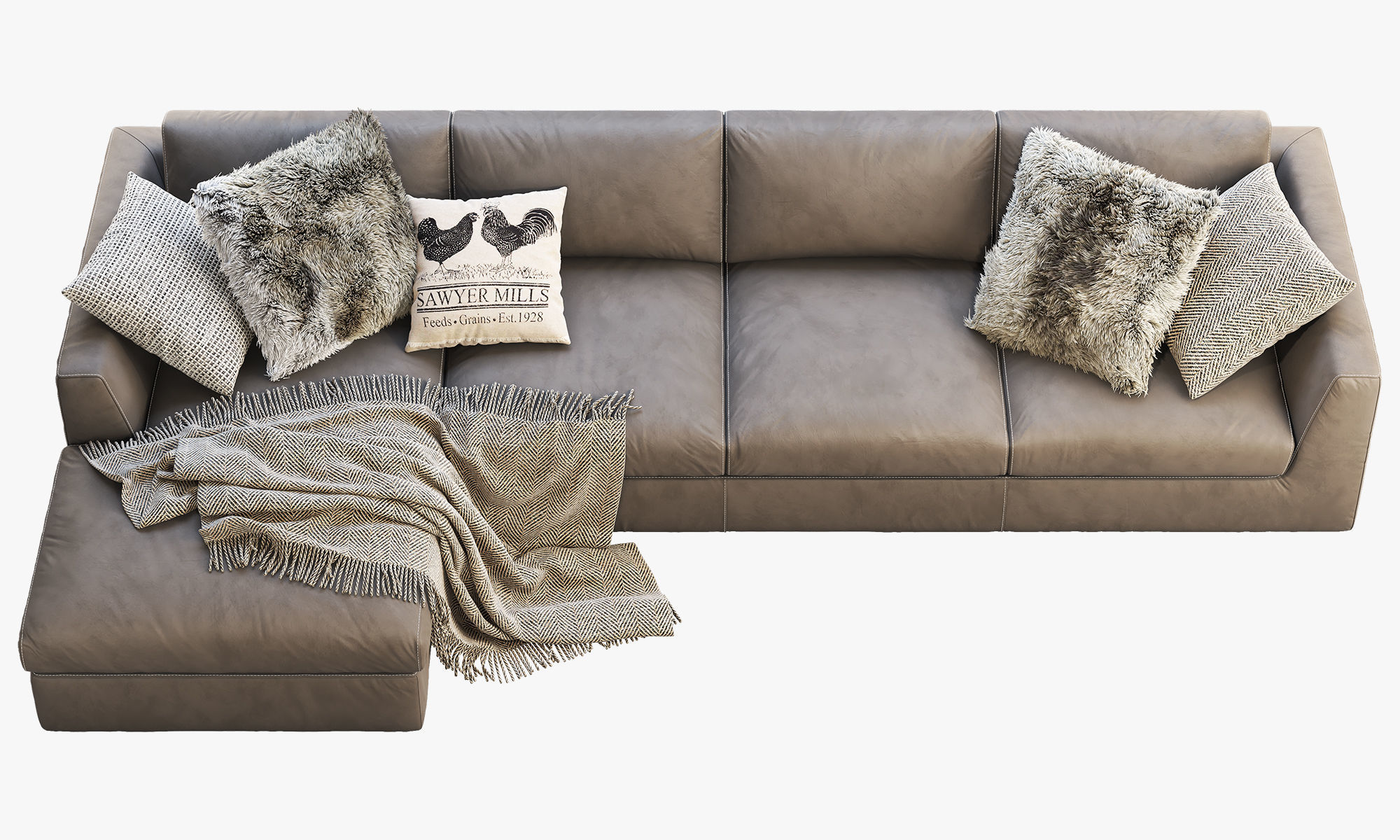 RH Modena Taper Arm Chaise Sectional Sofa 3D model_9