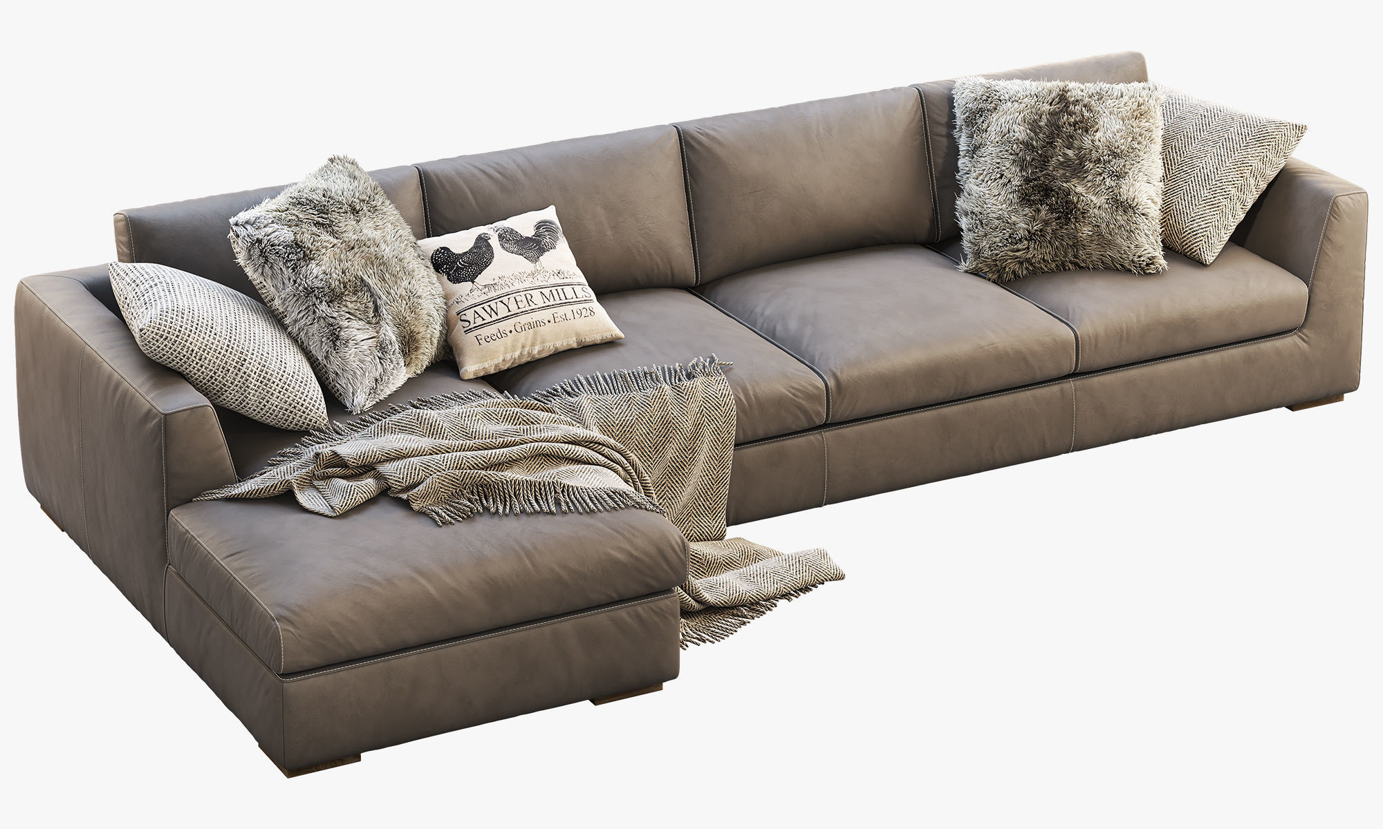 RH Modena Taper Arm Chaise Sectional Sofa 3D model_4