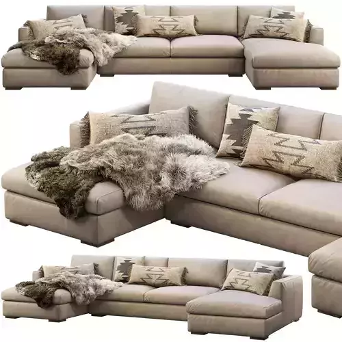 RH Modena Taper Arm U-Chaise sectional sofa 3D model