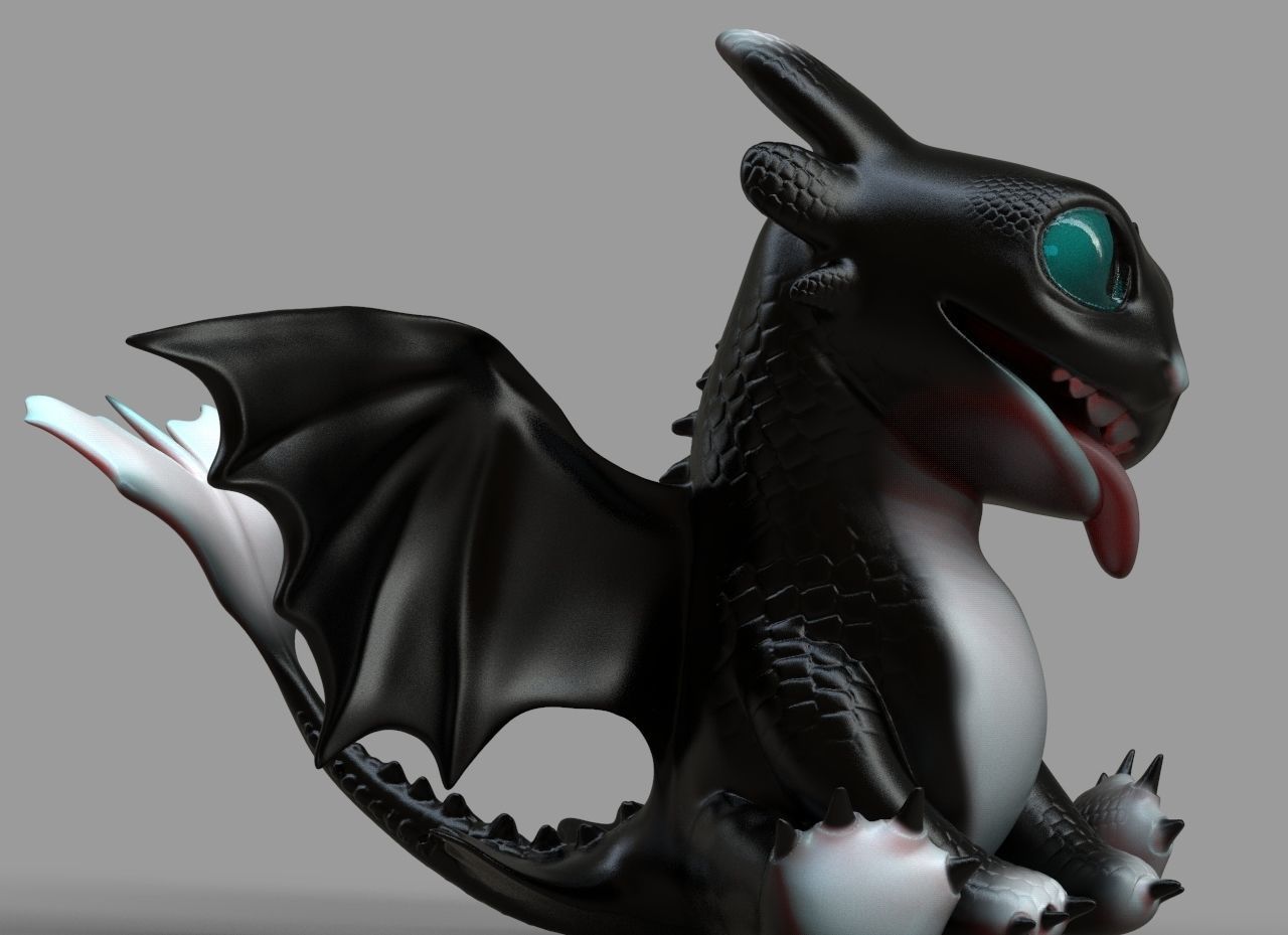 baby toothless 3D print model_3