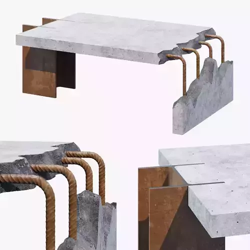 Shinn coffee table made of concrete and metal