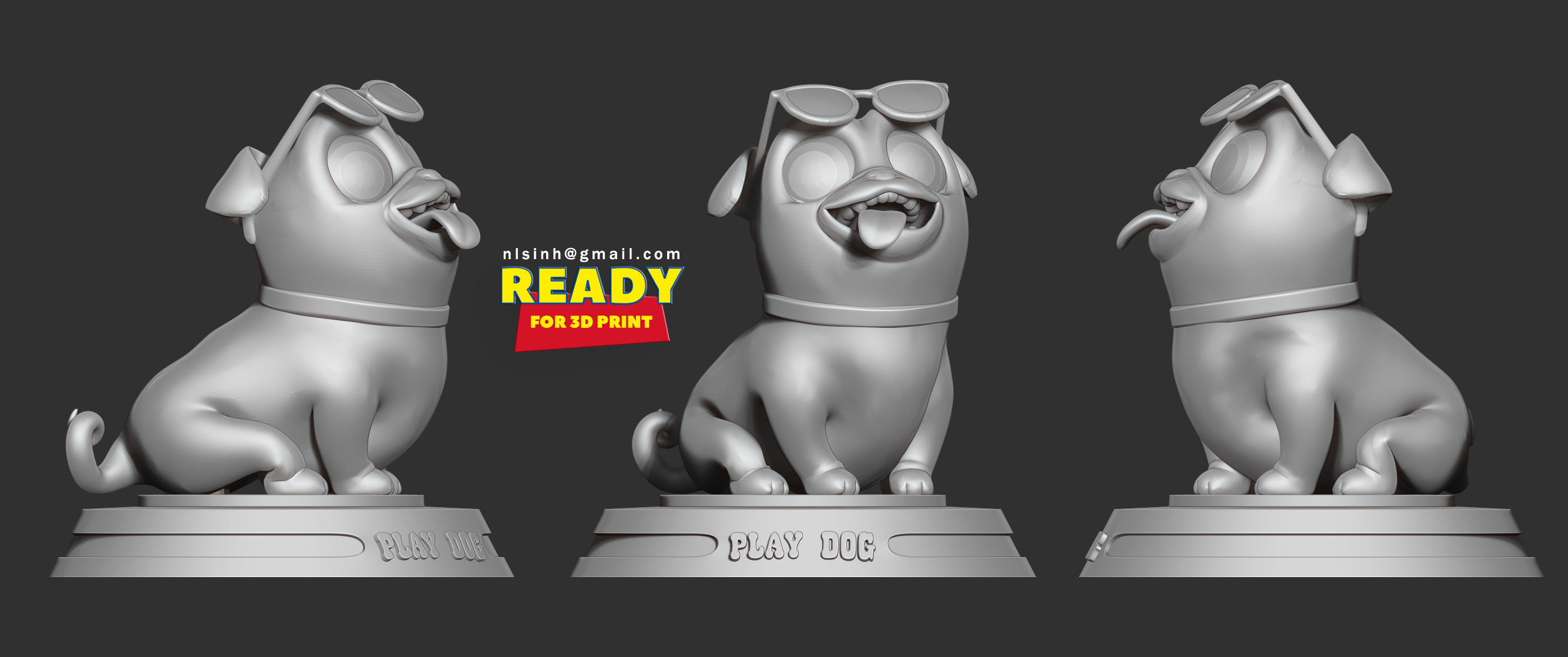 Play dog 3D print model_3