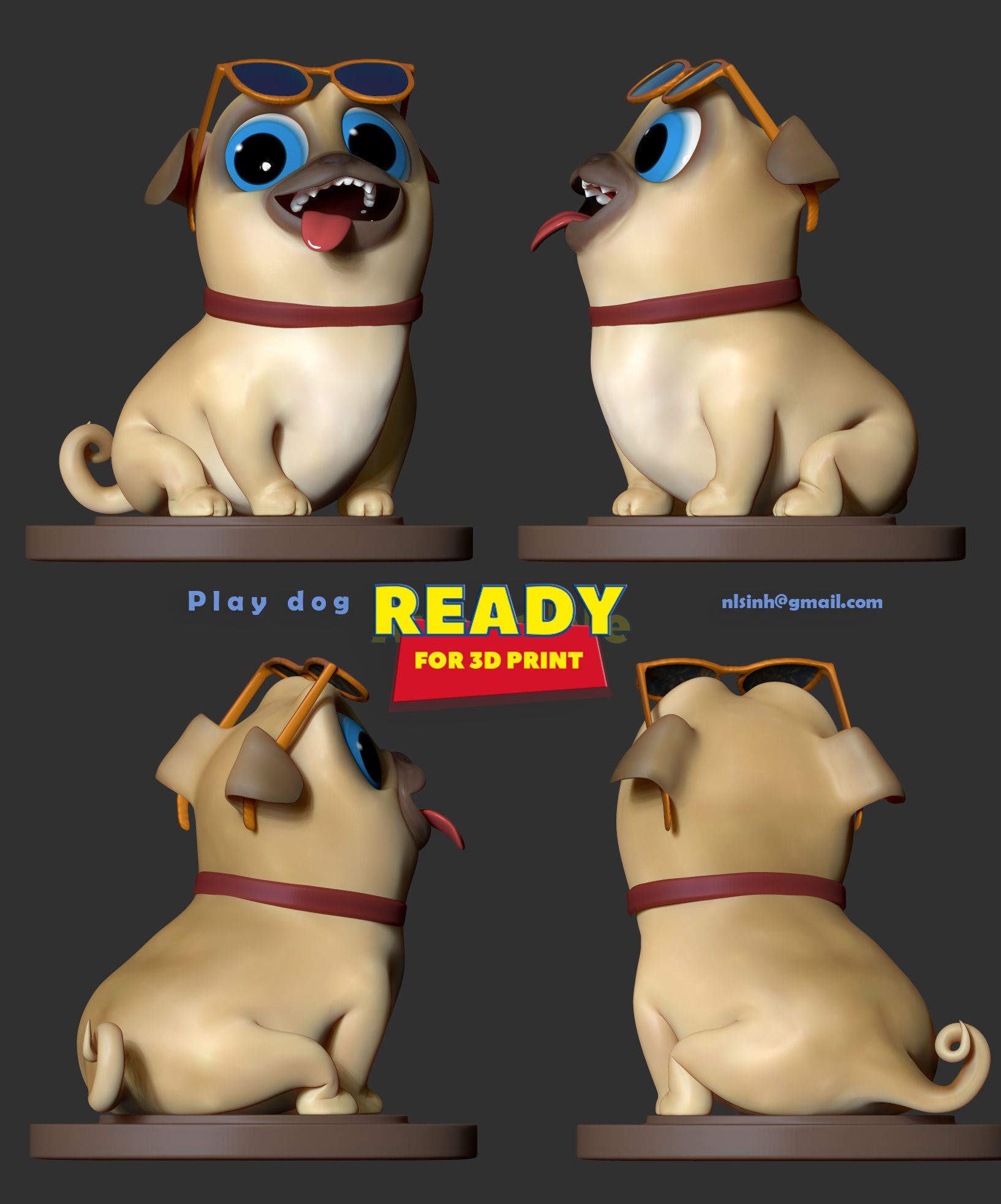Play dog 3D print model_1