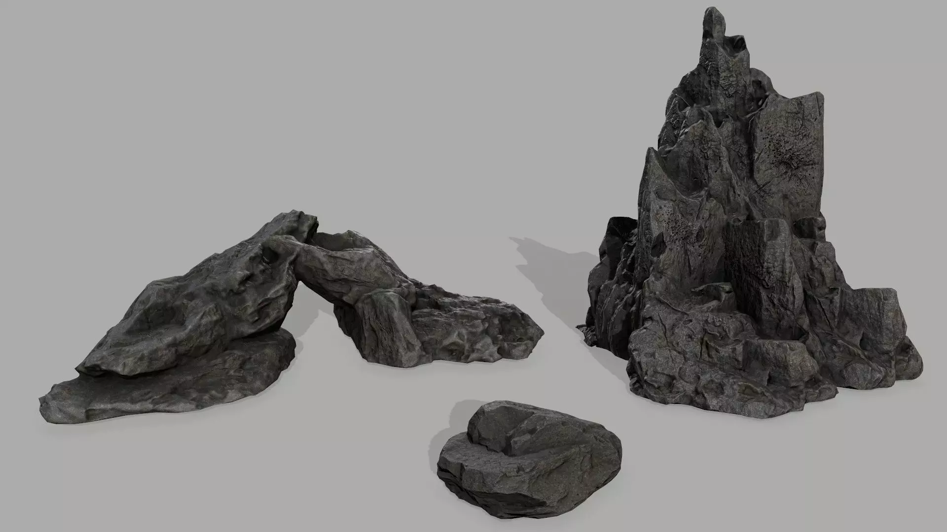 Rock set Low-poly 3D model_0