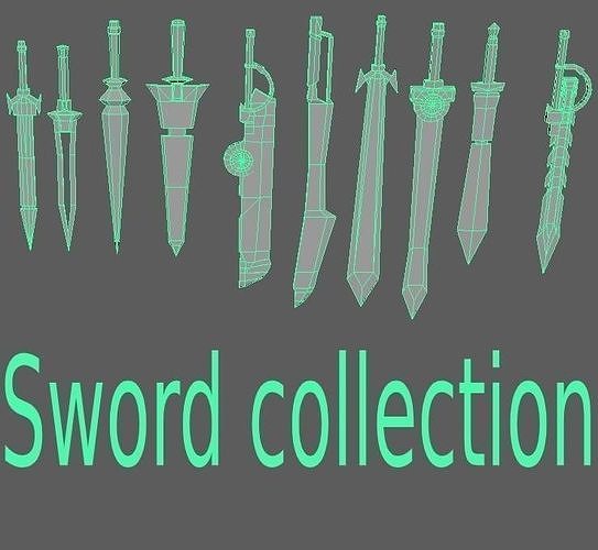 Sword pac 3d collection lowpoly base Free low-poly 3D model