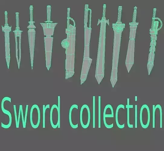 Sword pac 3d collection lowpoly base Free low-poly 3D model