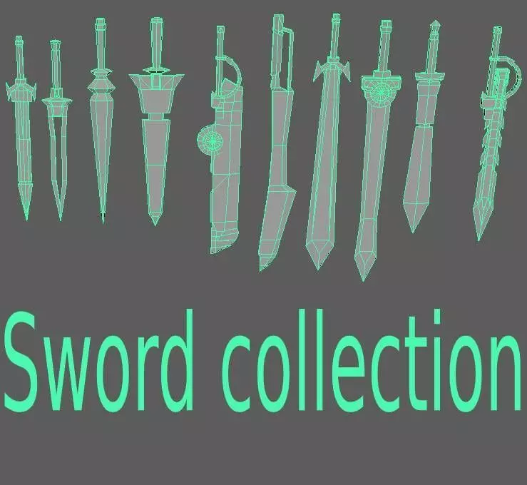 Sword pac 3d collection lowpoly base Free low-poly 3D model