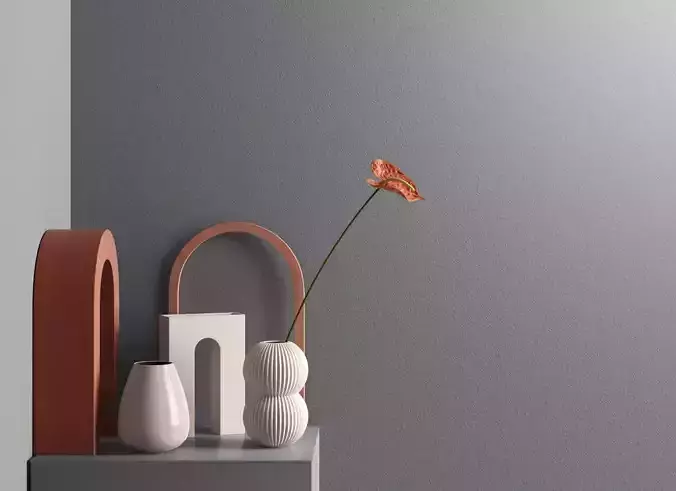 Anthurium with Decorative Objects Free 3D model