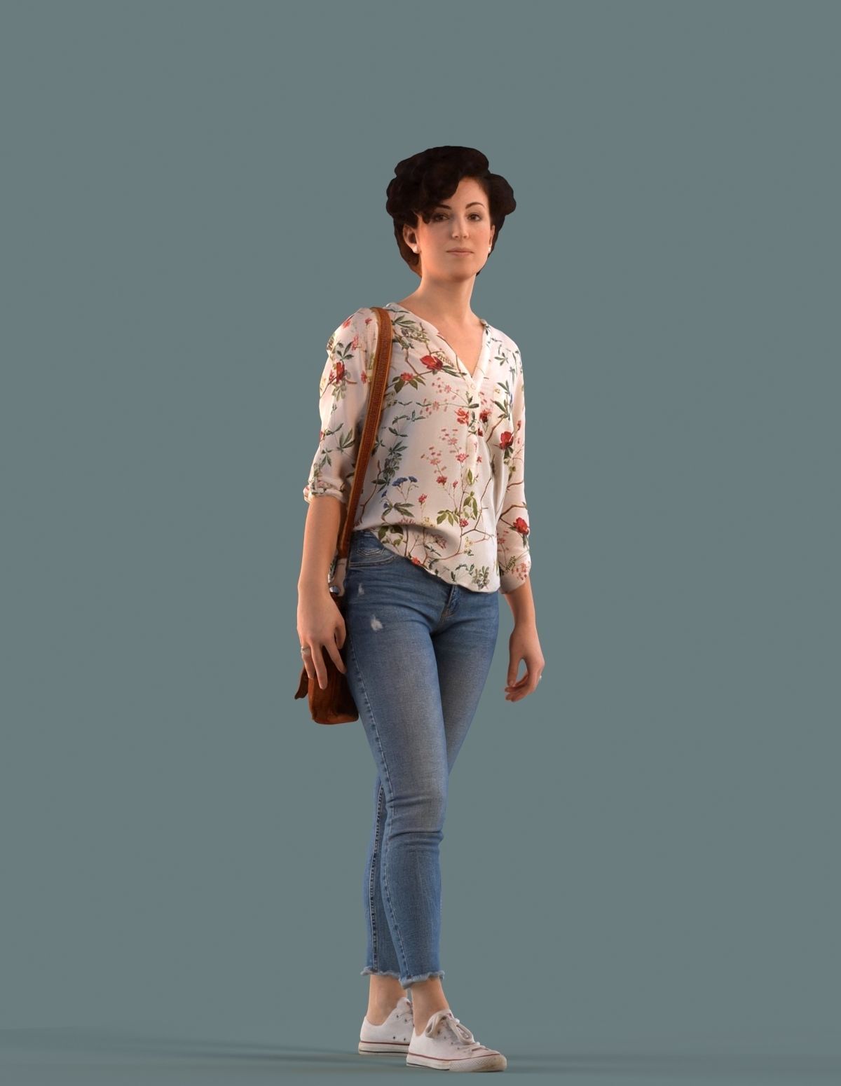 Low poly set of 3D women walking 3D model_2