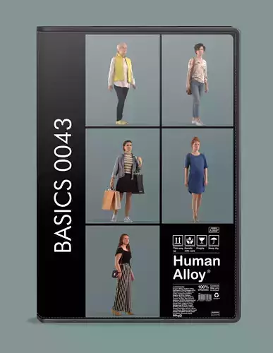 Low poly set of 3D women walking