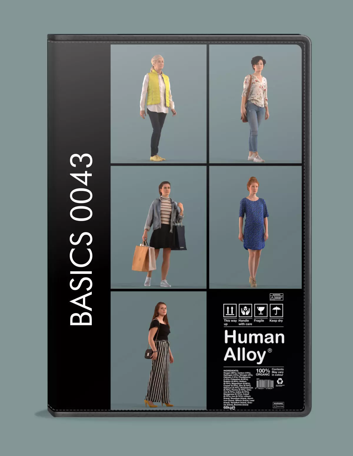 Low poly set of 3D women walking 3D model_0