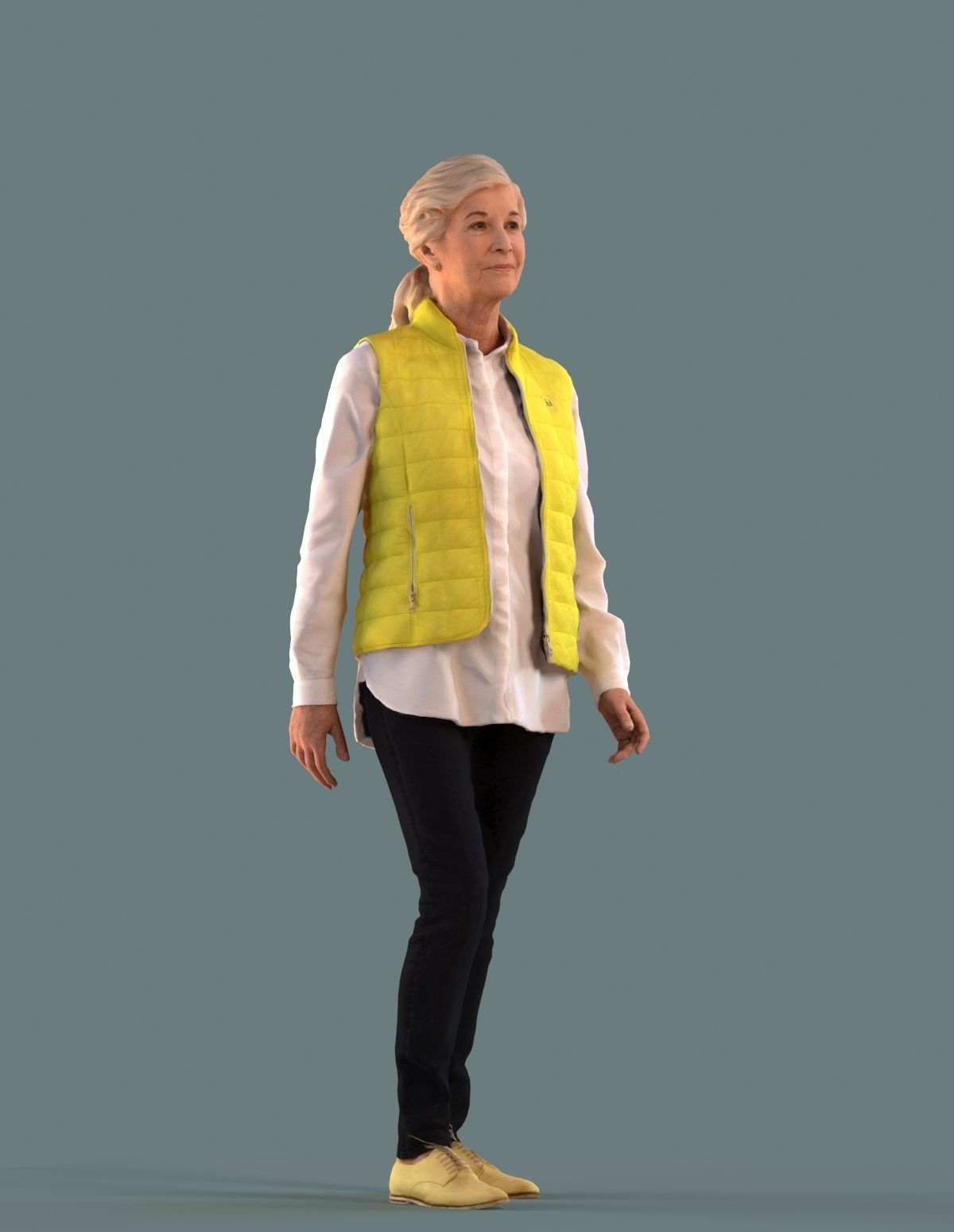 Low poly set of 3D women walking 3D model_1