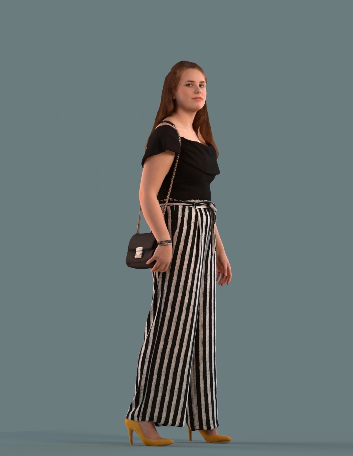 Low poly set of 3D women walking 3D model_5