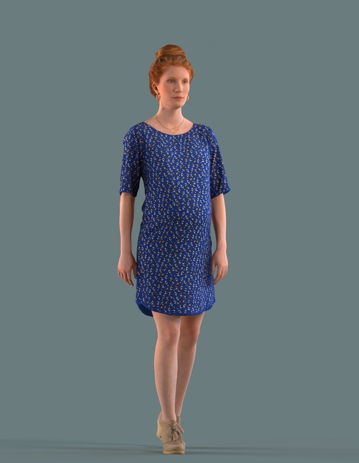 Low poly set of 3D women walking 3D model_4