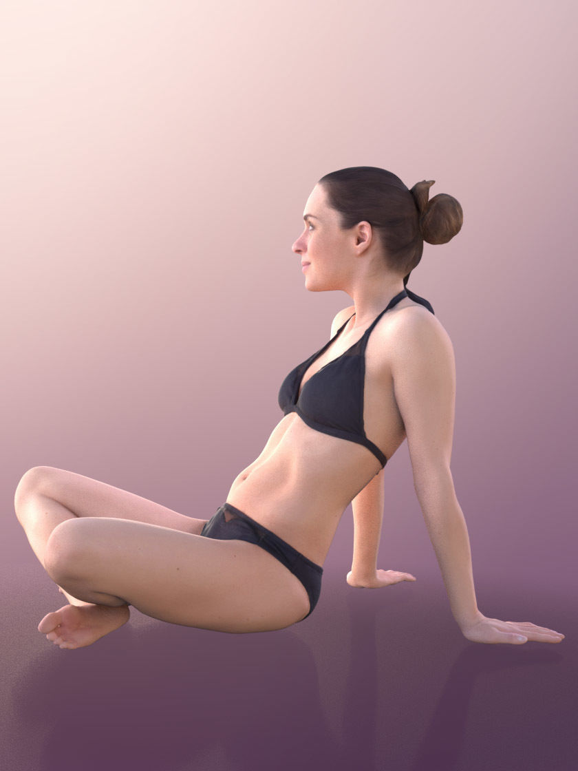 Juliette 10828 -Sitting Bikini Girl Low-poly 3D model_3