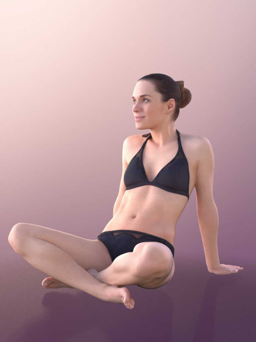 Juliette 10828 -Sitting Bikini Girl Low-poly 3D model_2