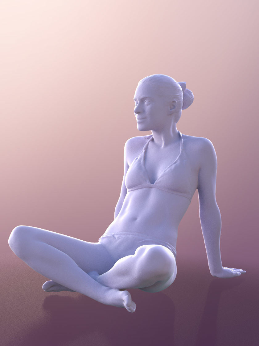 Juliette 10828 -Sitting Bikini Girl Low-poly 3D model_4