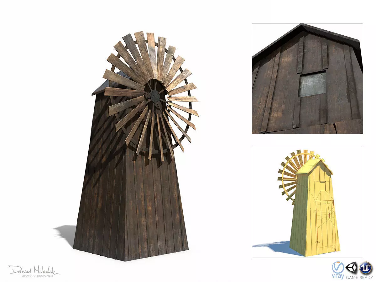 Windmill - Slav Architecture Low-poly 3D model_0
