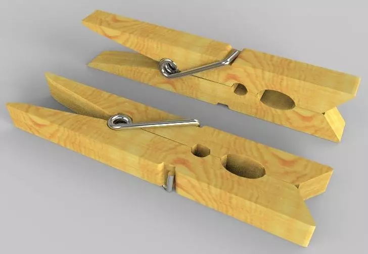 Wooden Clips Low-poly 3D model