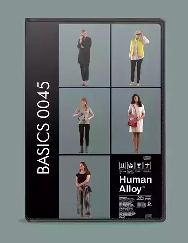 Low poly set of 3D woman standing 3D model