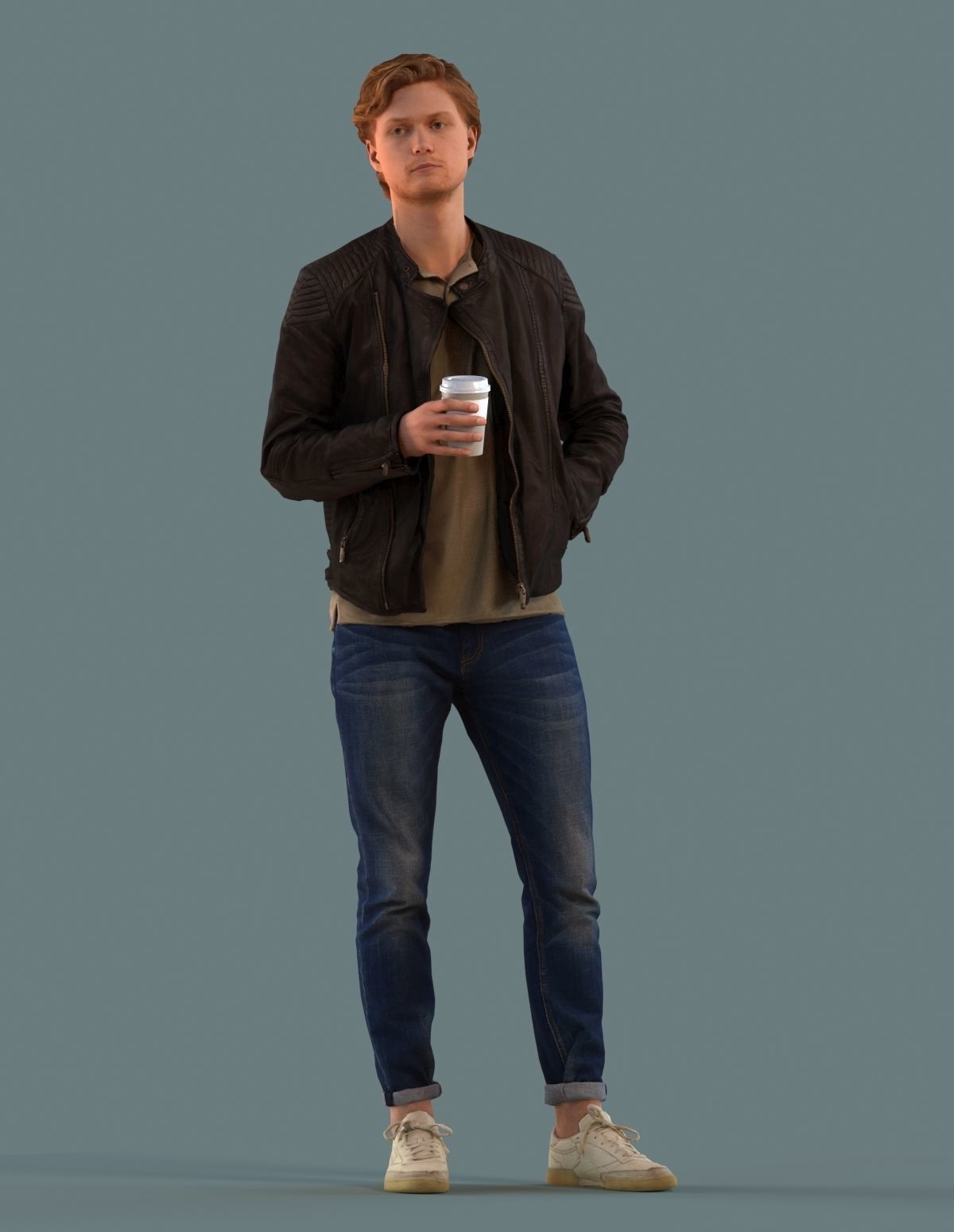 Low poly set of 3D man standing  3D model_1