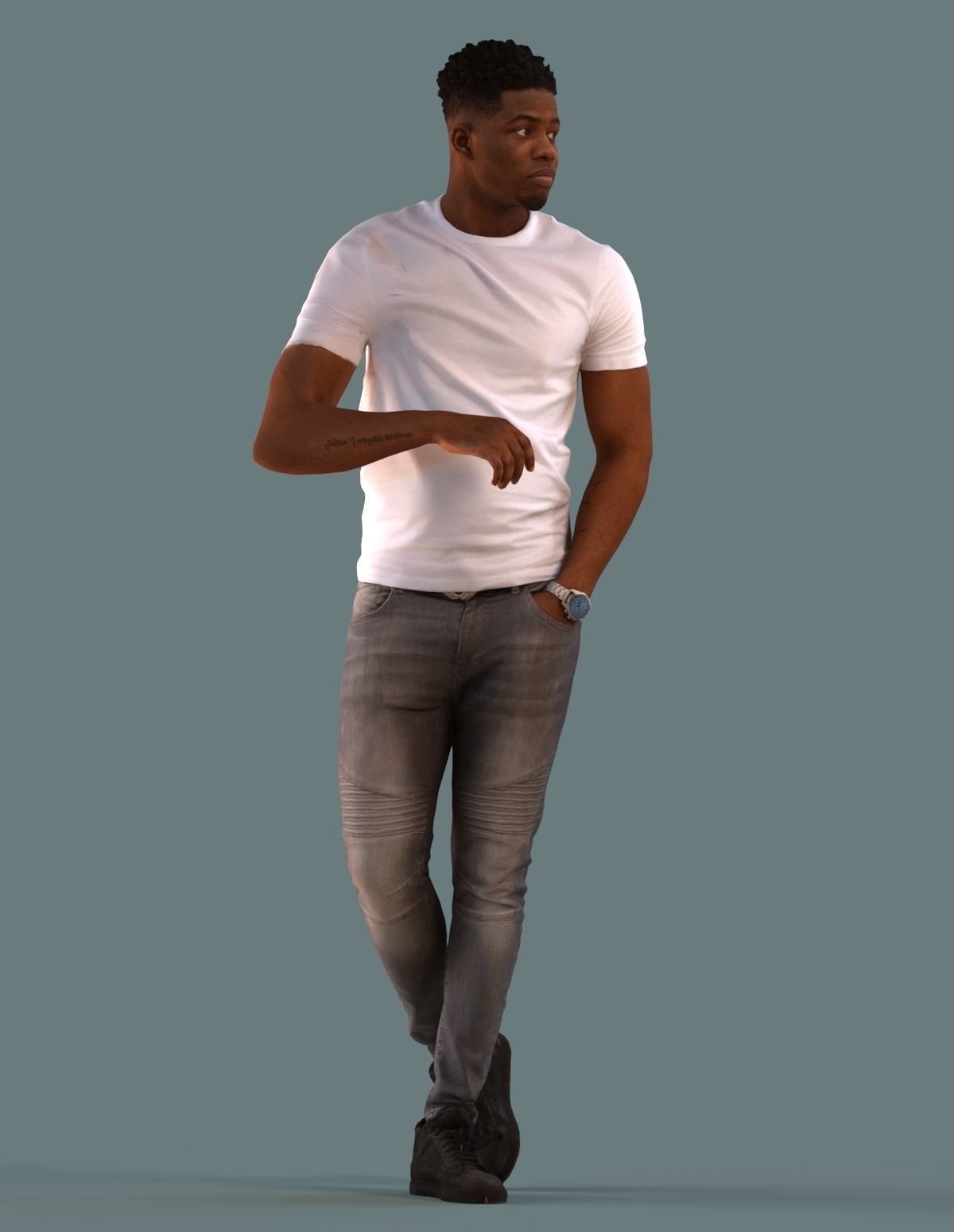 Low poly set of 3D man standing  3D model_3