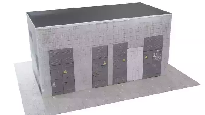 Bilding 1 building with doors and windows 3D model
