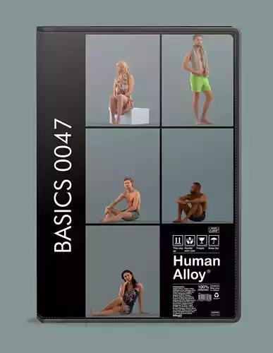 Low poly set of 3D  people at the beach 3D model