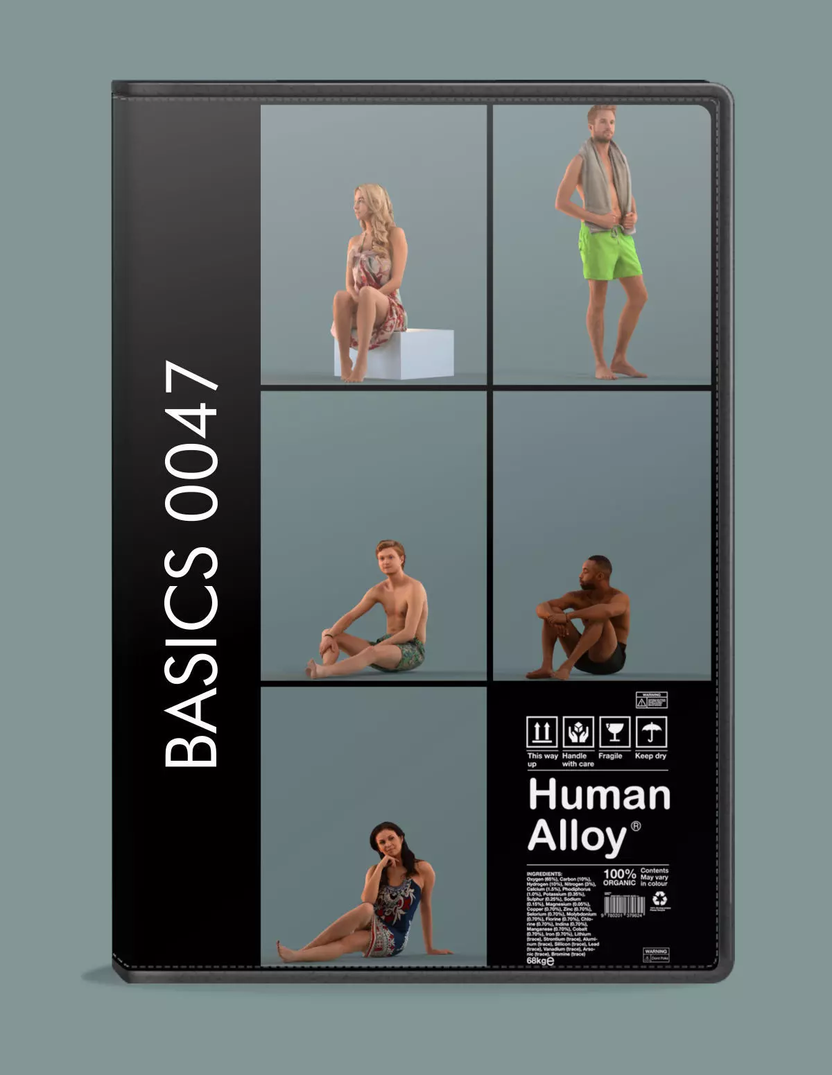 Low poly set of 3D  people at the beach 3D model_0