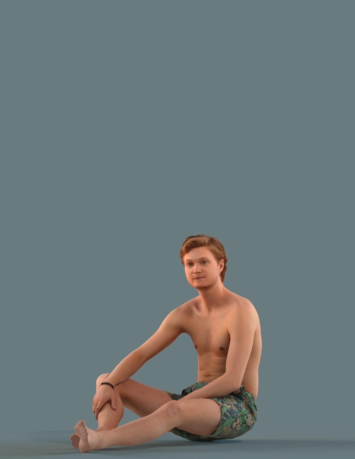 Low poly set of 3D  people at the beach 3D model_3