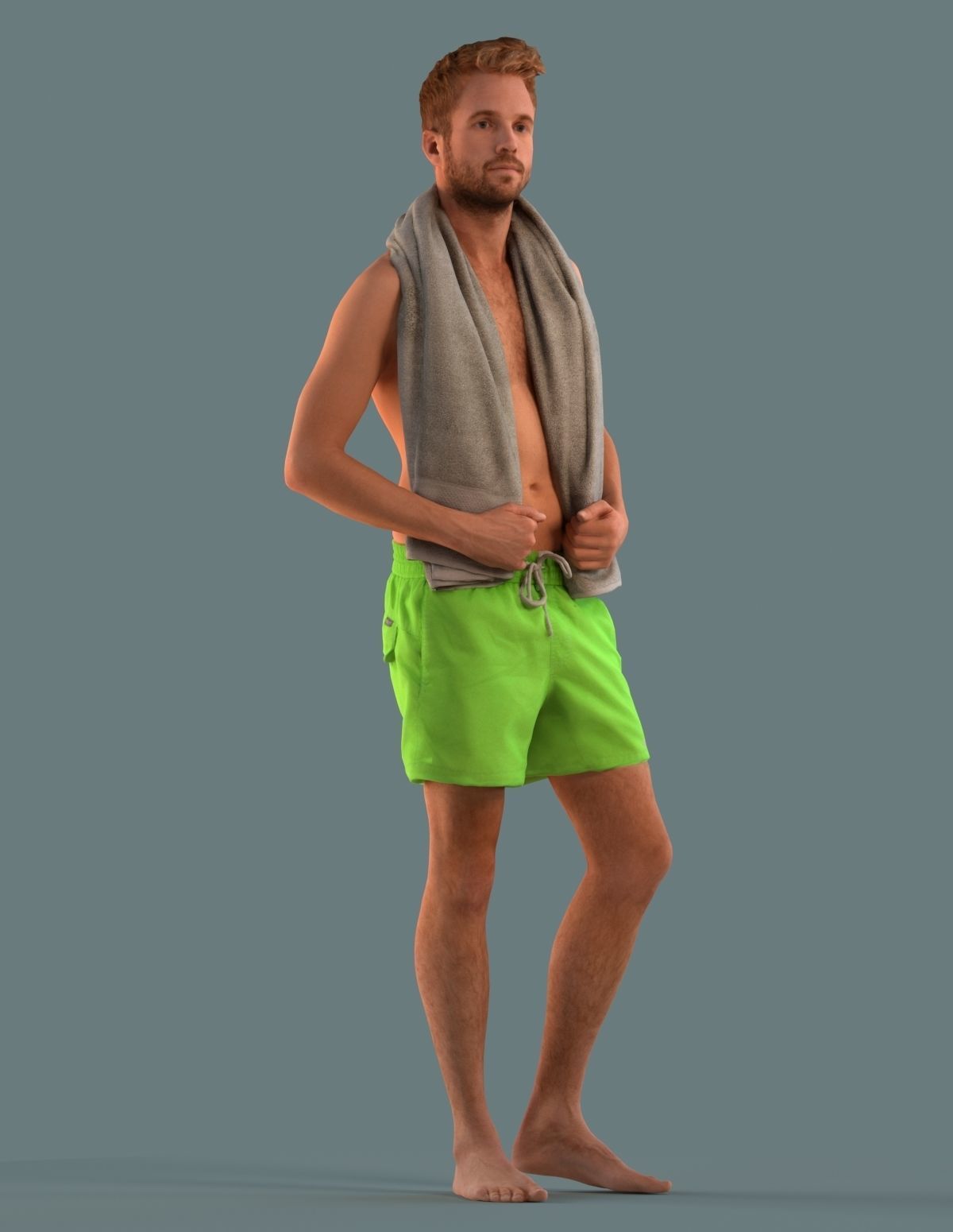 Low poly set of 3D  people at the beach 3D model_2