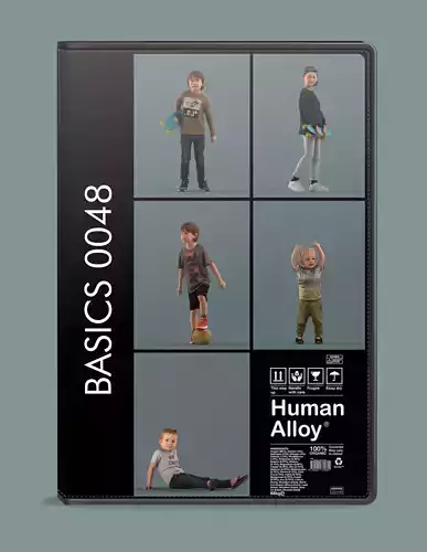 Low poly set of 3D kids and children 3D model