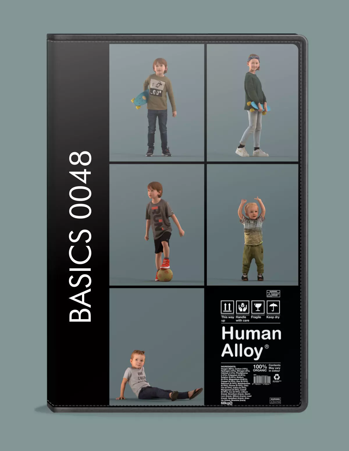 Low poly set of 3D kids and children 3D model_0