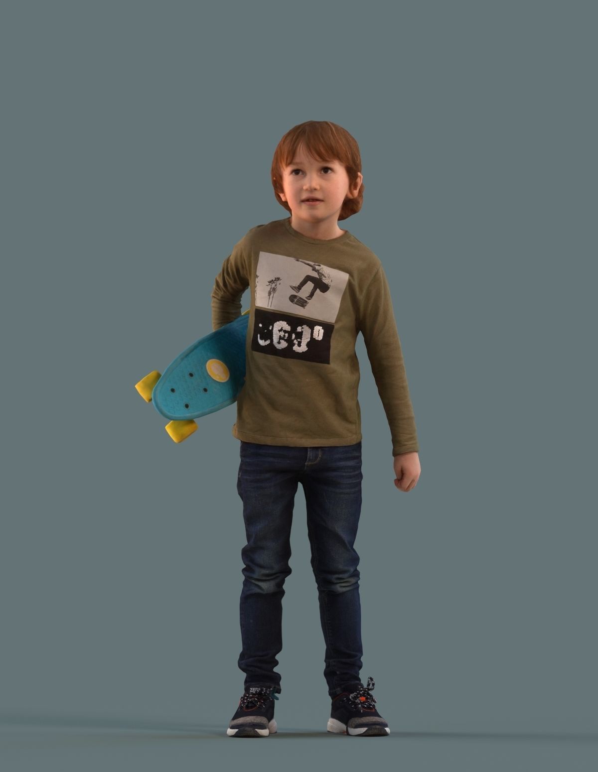Low poly set of 3D kids and children 3D model_1