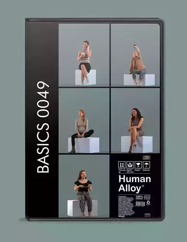 Low poly set of 3D women sitting in various poses 3D model