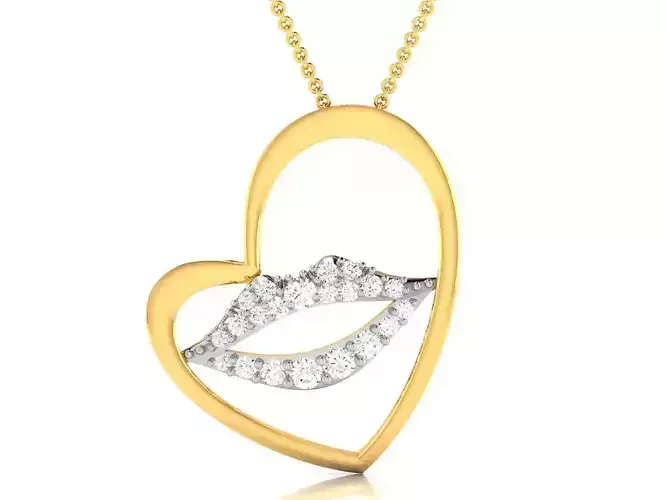 Women heart-kiss pendant 3dm render detail